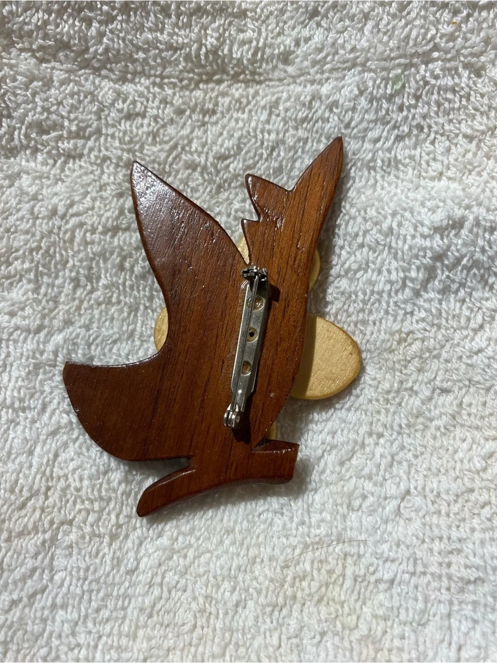 Handcrafted Wooden Flower Brooch in Yellow and Brown (RR)